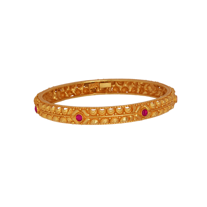 Classic Heritage Gold Bangle with Ruby Studs
