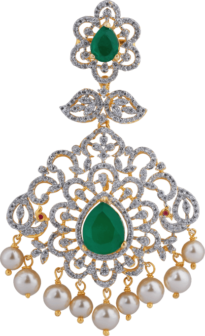 Majestic Emerald & Pearl Chandbali Earrings