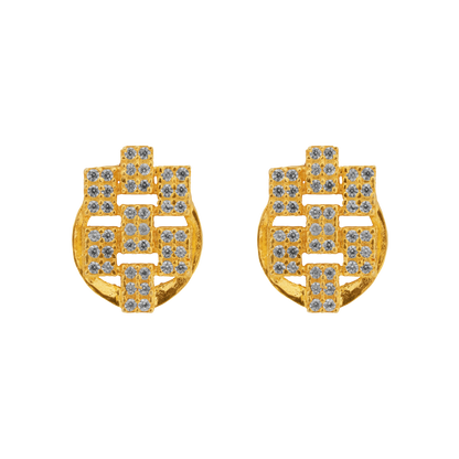 Art Deco Sparkle Studs in Antique Gold