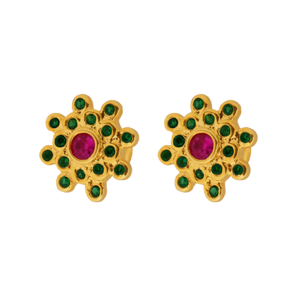 Ruby-Glow Floral Stud