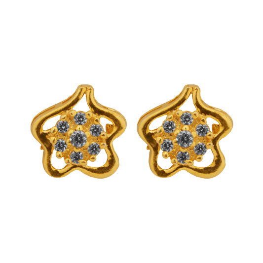 Floral Glimmer Studs in Antique Gold
