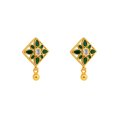Emerald Blossom Kite Earrings