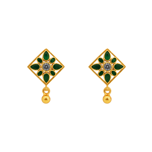 Emerald Blossom Kite Earrings