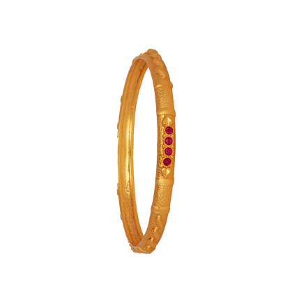 Crimson Charm Gold Bangle