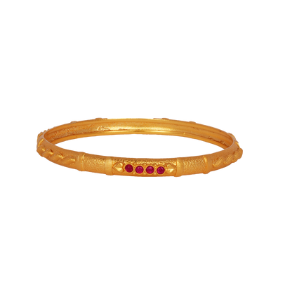 Crimson Charm Gold Bangle