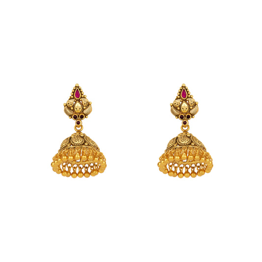 Victor Antique Temple Jhumka with Ruby Gem