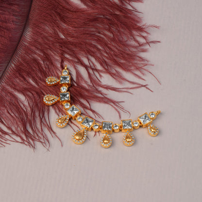 Golden Drape SquareCut Crystal & Teardrop Dangler Pendant