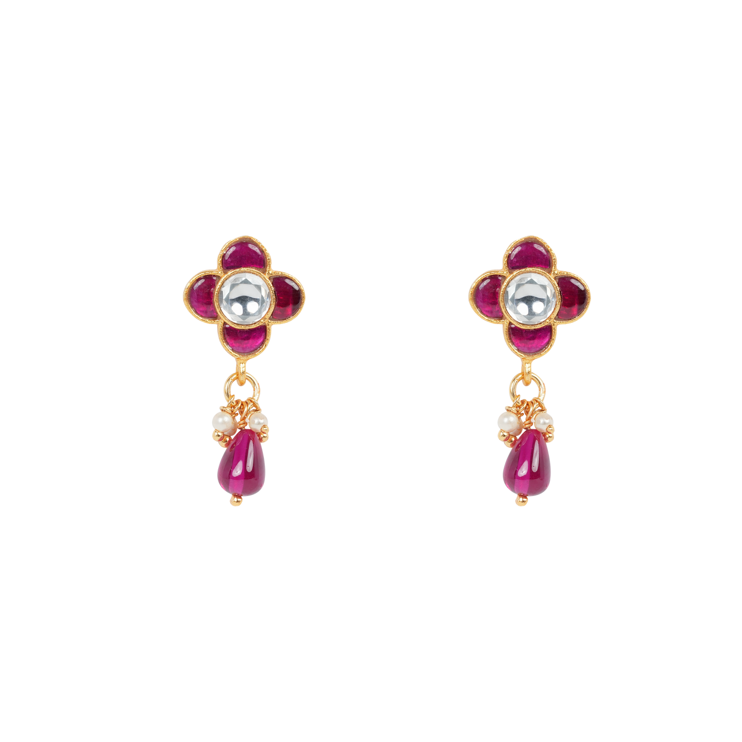 Gulab Drop Earrings with Antique Gold Finish