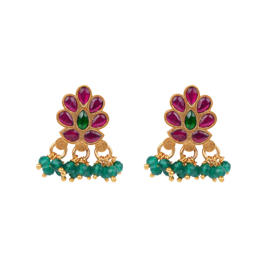 Peacock Plume Chand Studs