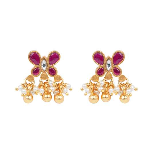 Ruby Butterfly Chand Drop Earrings