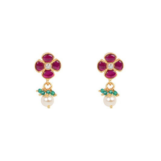 Ruby Bloom Drop Earrings