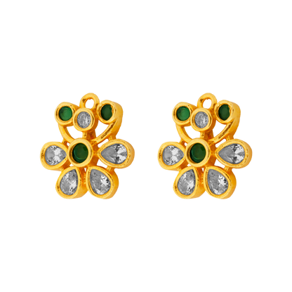Emerald Radiance Floral Pendant in Antique Gold