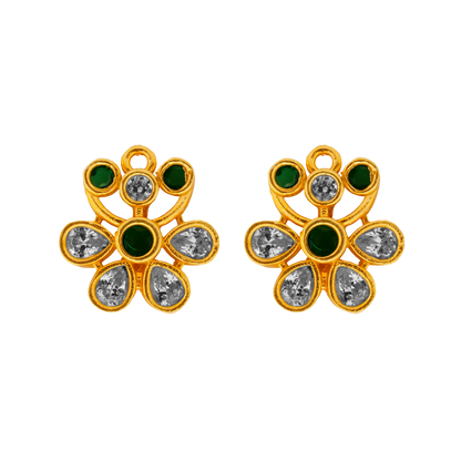 Emerald Radiance Floral Pendant in Antique Gold