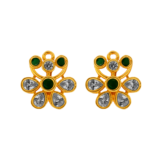 Emerald Radiance Floral Pendant in Antique Gold