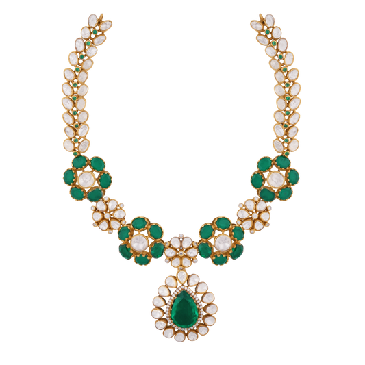 Victor Emerald Blossom Necklace with Matching Earrings