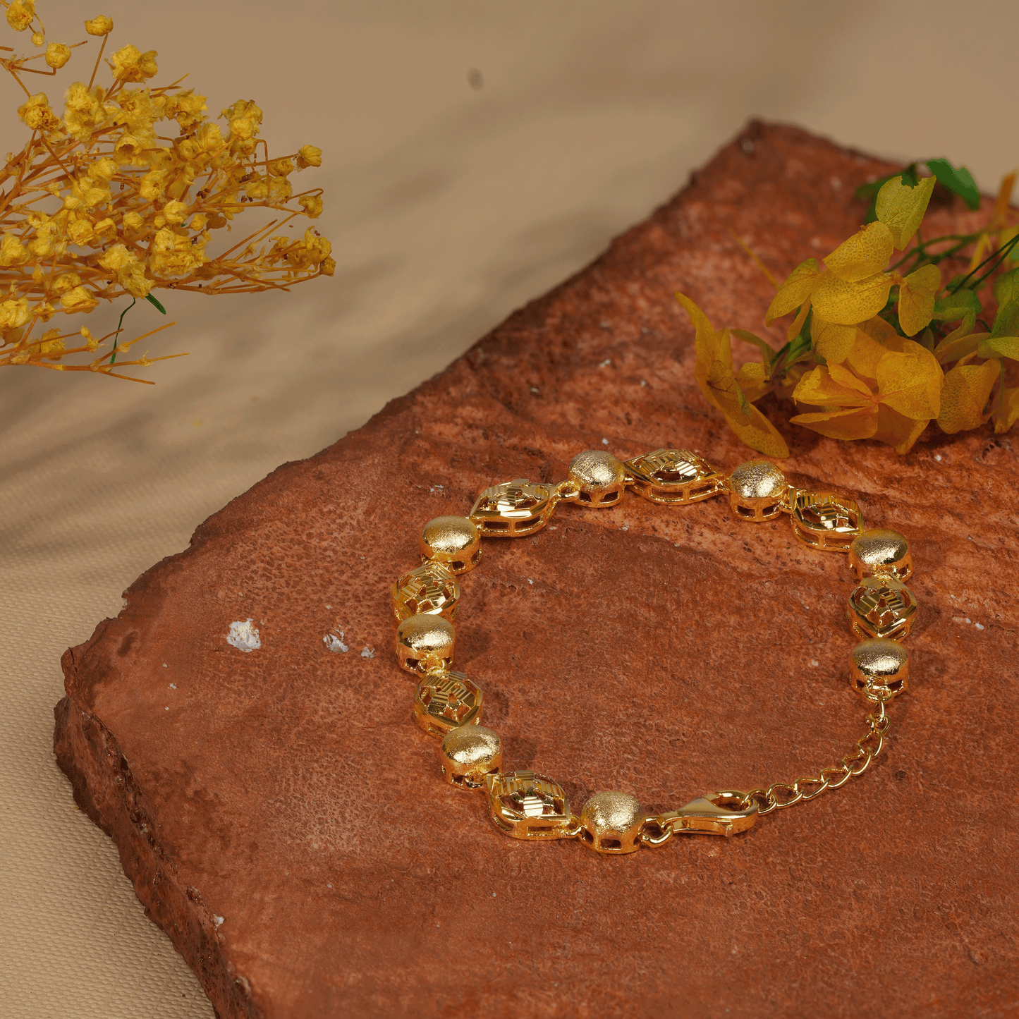Golden Lattice Charm Bracelet