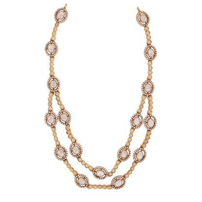 Elegant Gold-Plated Zircon Necklace with Oval-Cut Stones